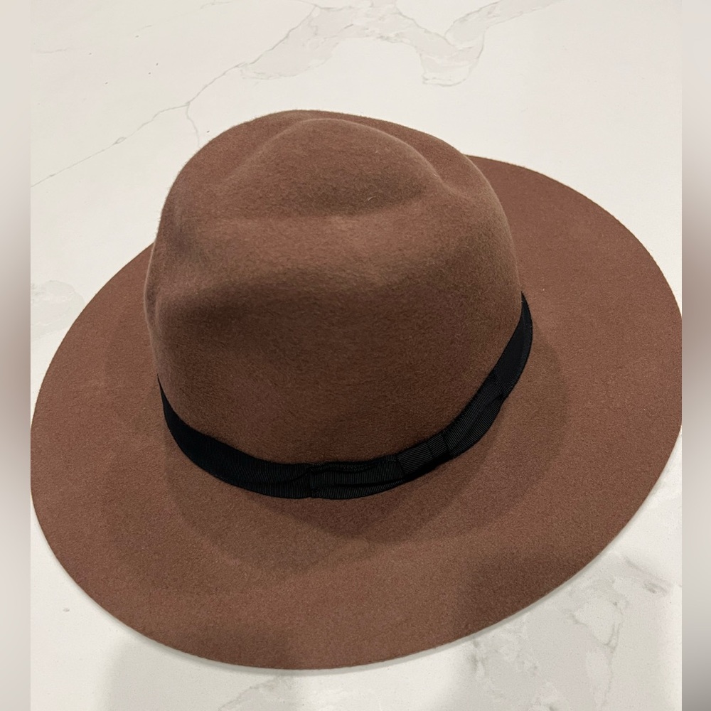 Auxiliary Wool Tan Fedora with Black Trim